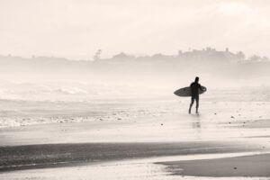 beach, surfer, waves