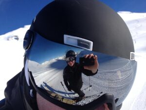 ski goggles reflection ski slope